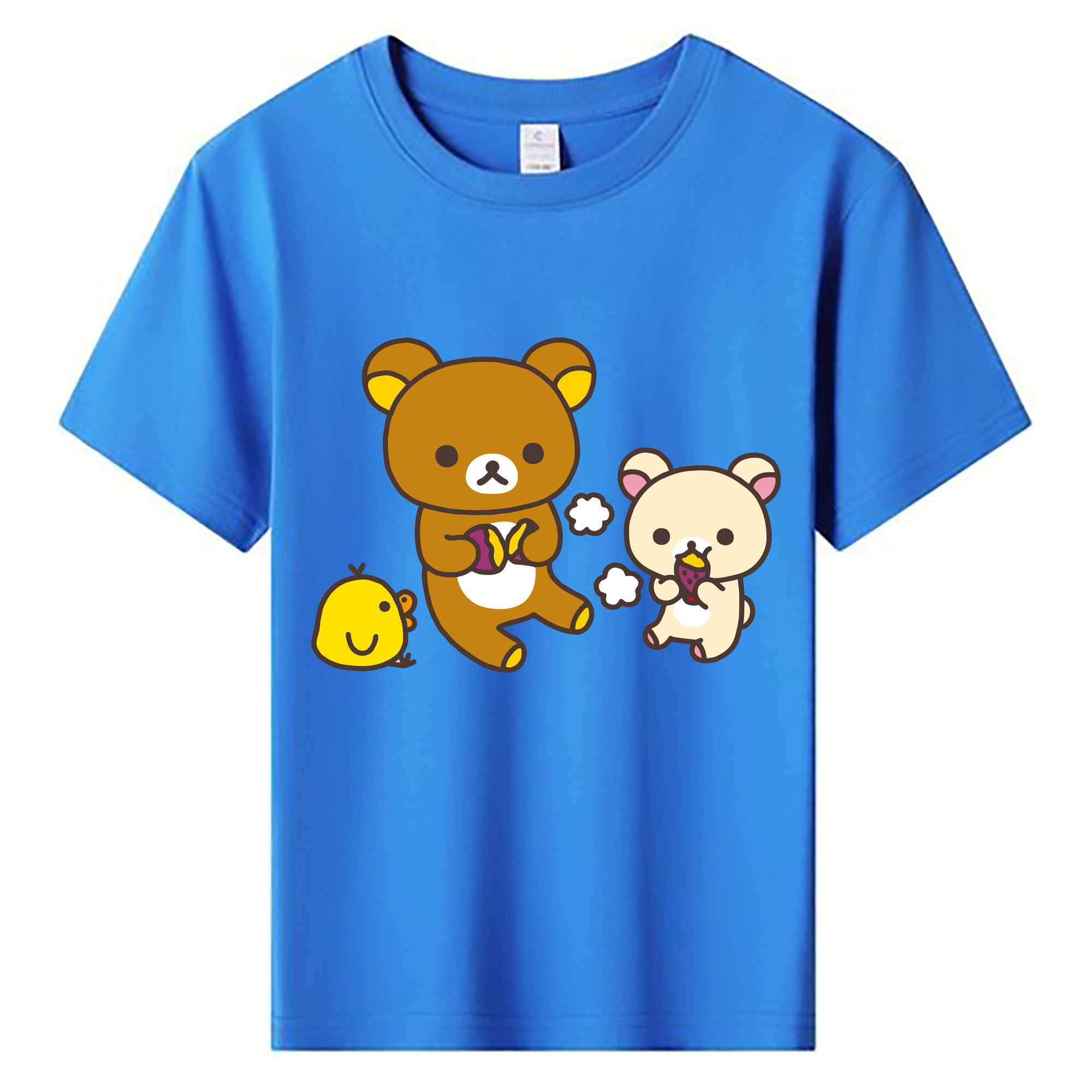 （画像用） リラックマ リラックマ キイロイトリ Rilakkuma Korilakkuma Kiiroitori 綿100％キッズTシャツ（フロントプリント）